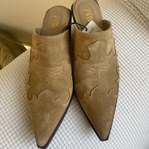 Zara western mules. Suede size 39